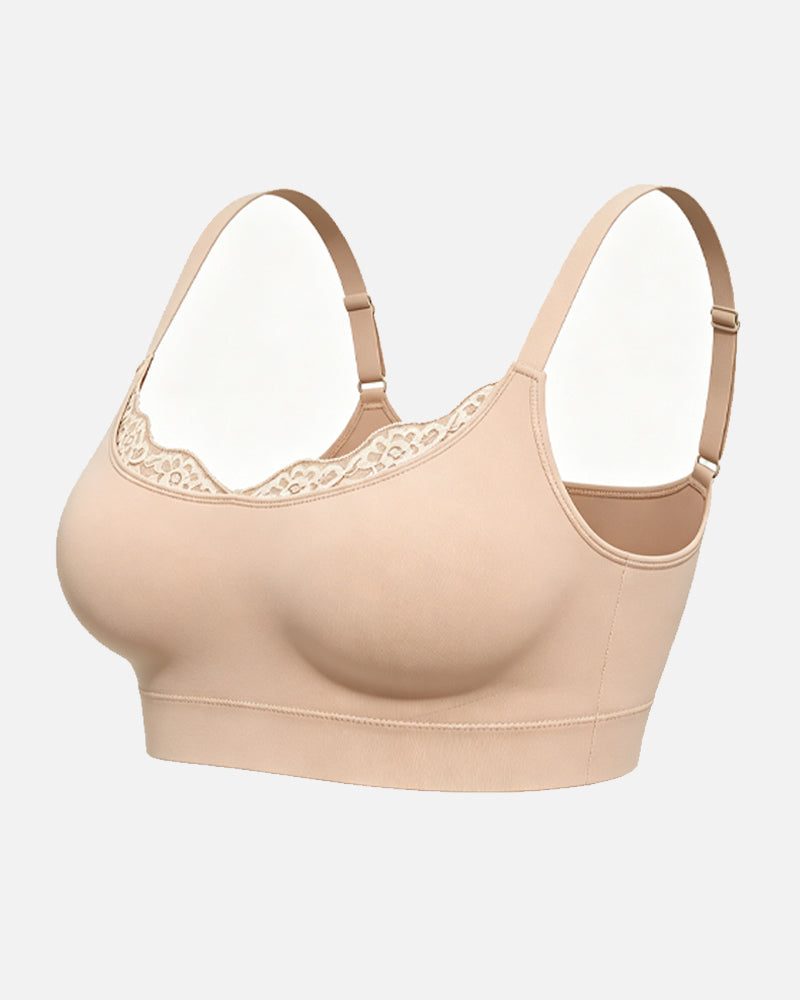 Women's Lace-Trimmed U-Shaped Wire-Free Seamless Comfort Bra