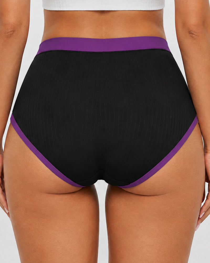 5-Pack Pure Cotton High Waist Colorblock Briefs