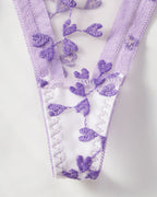 Sexy Sheer Mesh Heart-shaped Embroidery Underwire Lingerie Set