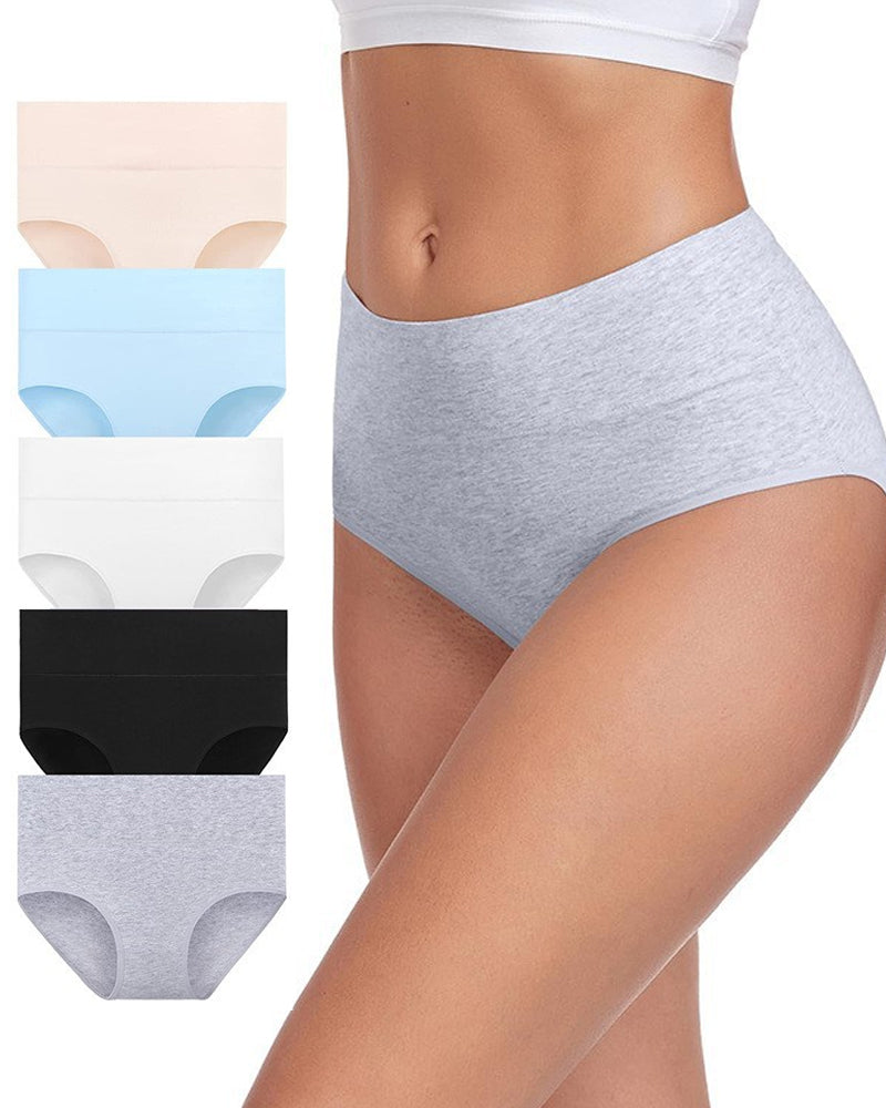 Plus Size High Waist Pure Cotton Breathable Elastic Briefs