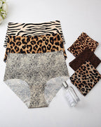 Women's Leopard Print High-Waisted Seamless High-Elastic Ice Silk Briefs