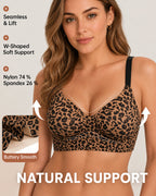 Leopard Print Seamless High Elasticity Full Cup Bra