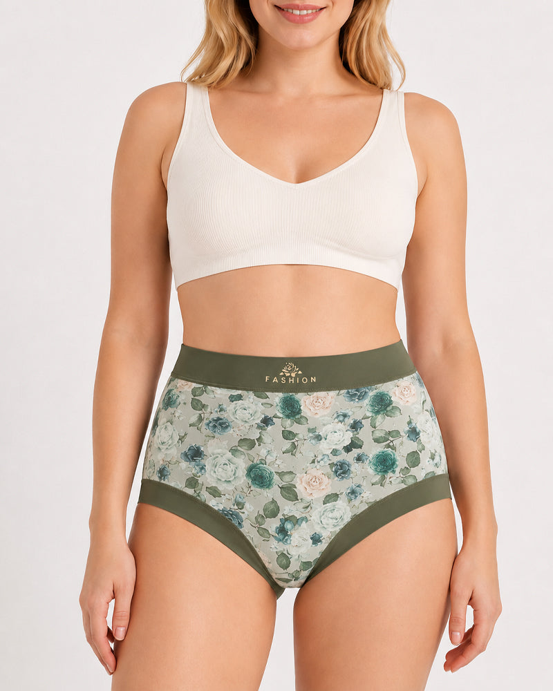 Multiple Packs High Waist Colorblock Floral Print Seamless Panties