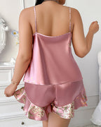 Plus Size Casual Printed Ice Silk Home Pajama Set