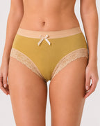 Multi-pack Pure Cotton Colorblock Lace-trimmed Seamless Panties