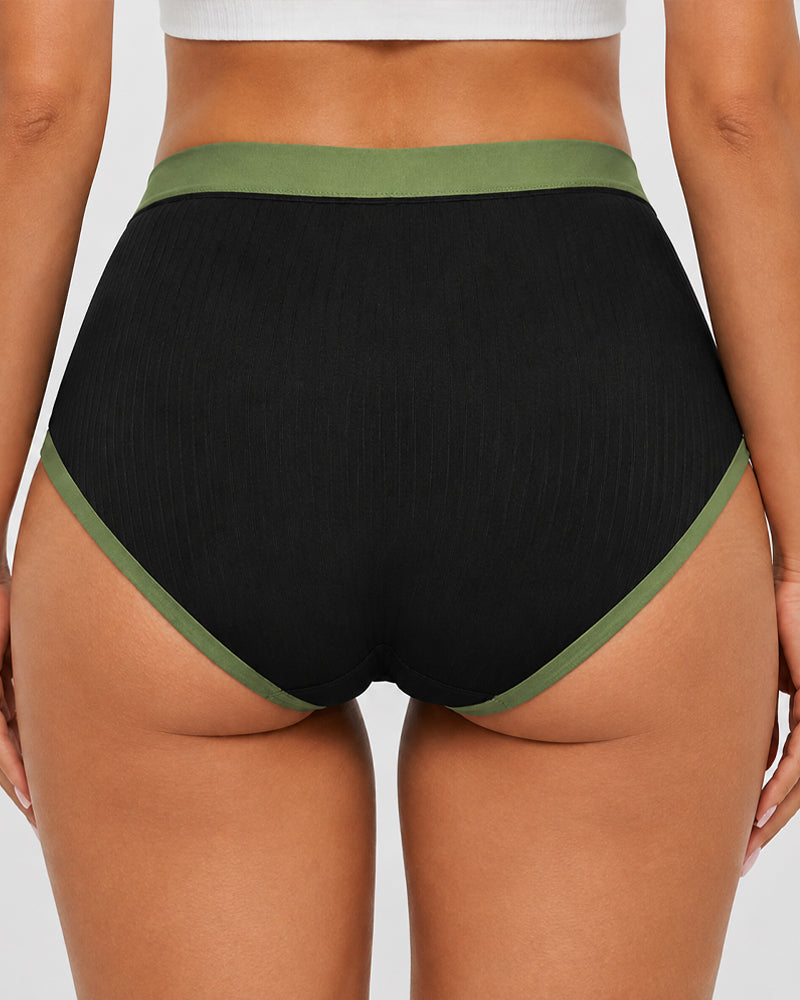 5-Pack Pure Cotton High Waist Colorblock Briefs