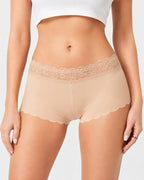 Six-Pack Seamless Ice Silk Lace Trim Print Boxer Briefs