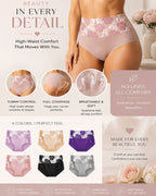 High Waisted Floral Colorblock Printed Pure Cotton Briefs