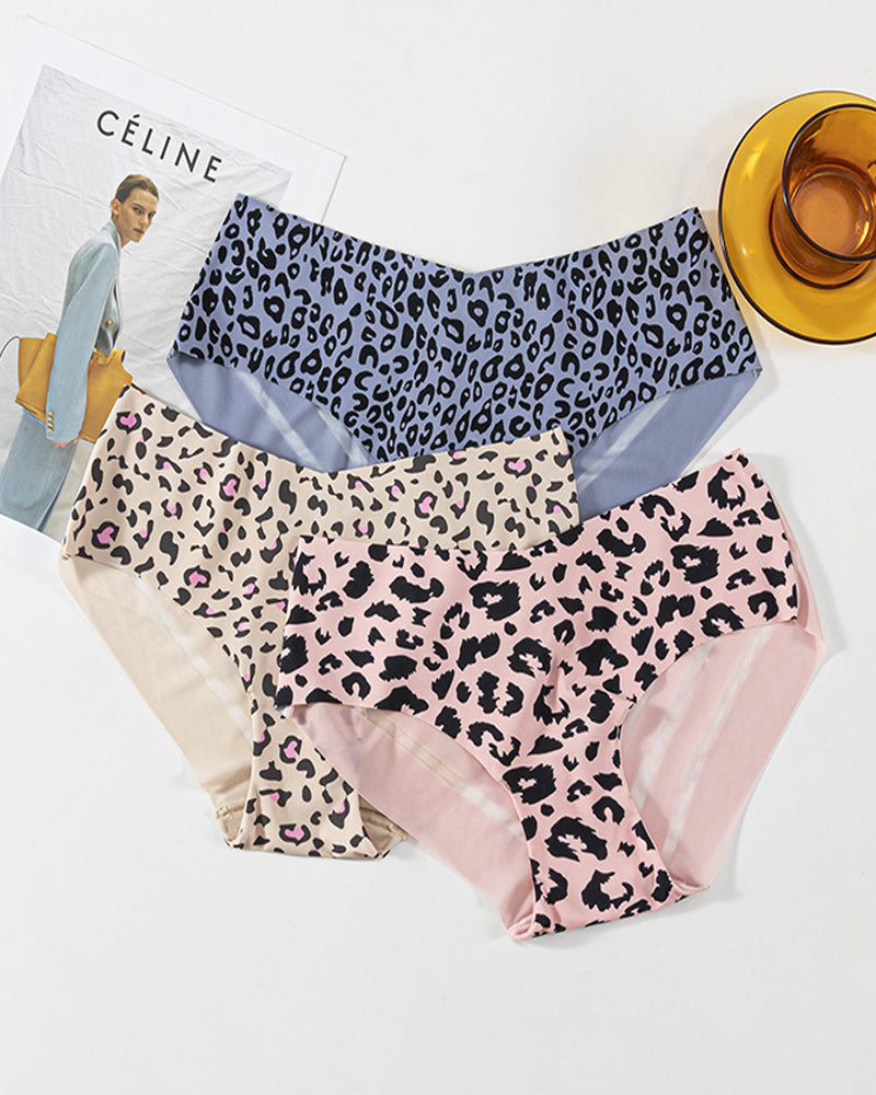 Sexy Animal Print Ice Silk Seamless See-through Mesh Panties