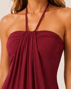 Halter Neck Backless Tie-up Long Dress with Pockets