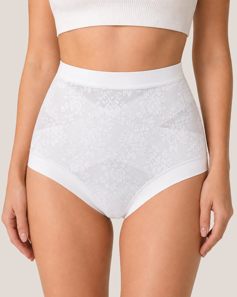 4-Pack High Waist Front Crossover Floral Lace Breathable Panties