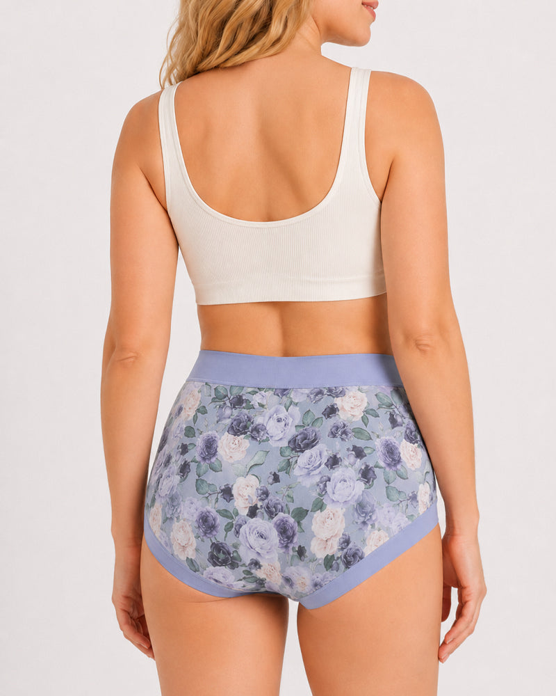 Multiple Packs High Waist Colorblock Floral Print Seamless Panties