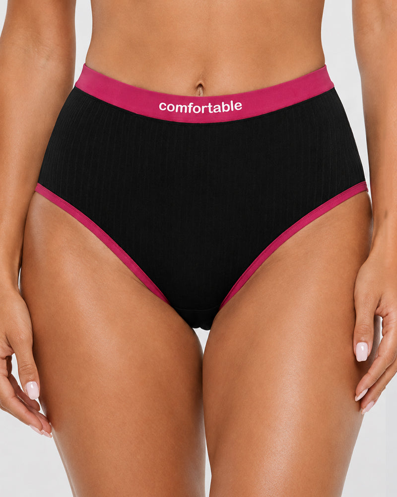 5-Pack Pure Cotton High Waist Colorblock Briefs