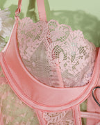 Sexy Lace See-Through Heart-Shaped Buckle Lingerie Set