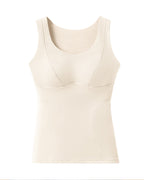 Silk Patch Fleece-Lined Fixed Cups Wire-Free Comfortable Warm Vest