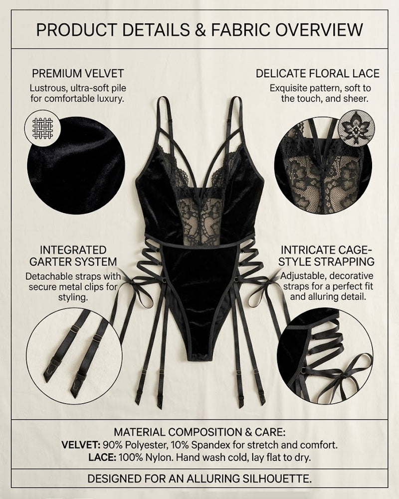 Sexy Deep V Lace Open-Crotch Bodysuit