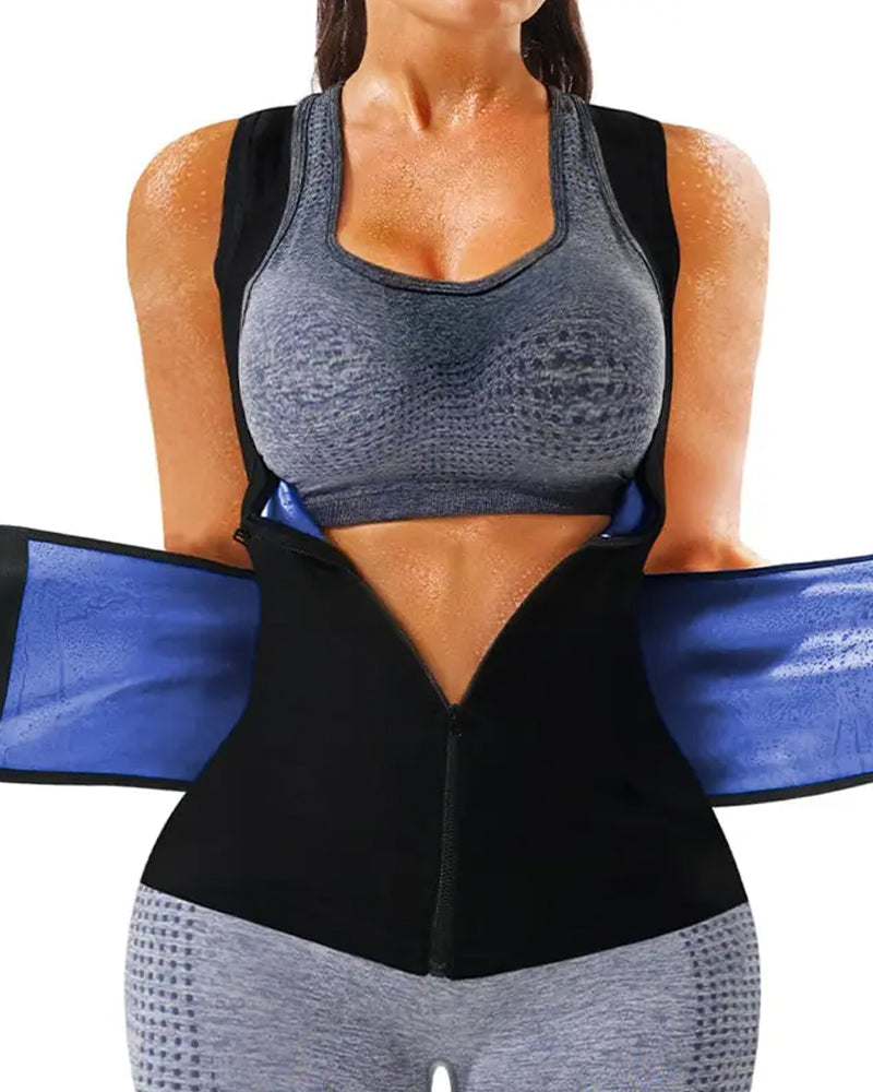 Women's Sweat-Inducing Adjustable Zipper Abdominal Shaping Sauna Waist Training Vest
