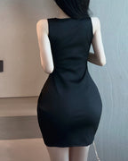 Sexy Metal Chain Strap Cutout Sleeveless Bodycon Dress