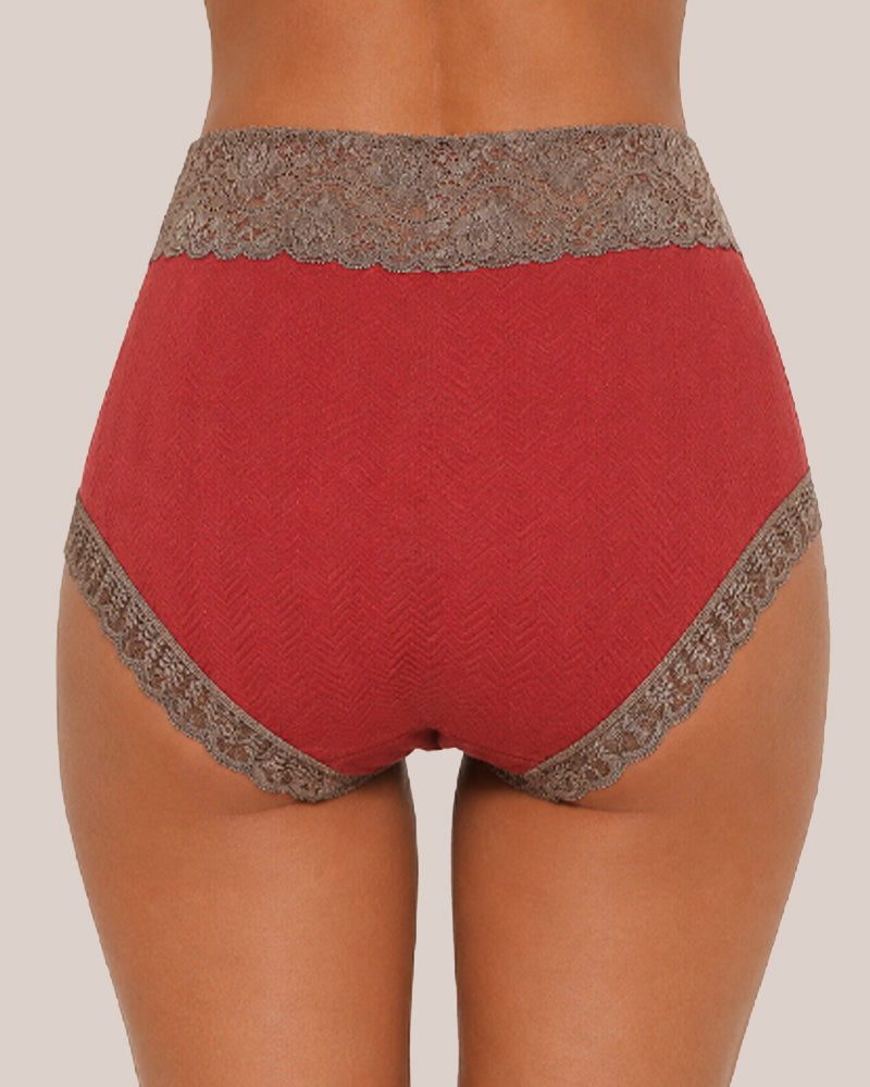 High-Waist Cotton Lace Briefs