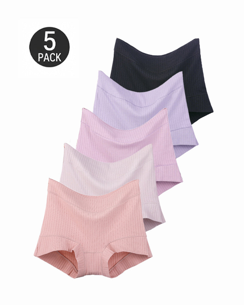 Multi-pack Plus Size High Waist Hip-hugging Cotton Ribbed Briefs