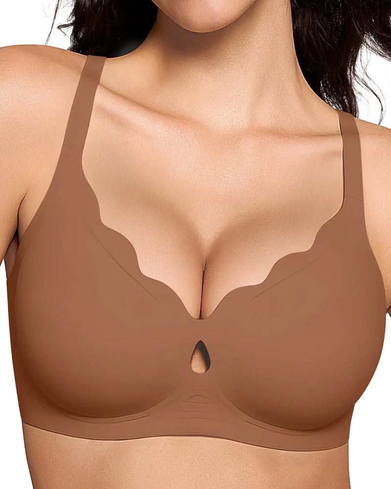 Women's Wire-Free Teardrop Hollow-Out Wave Seamless Push-Up Bra