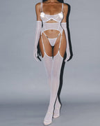 Sexy See-through Mesh with Stockings Shapewear Lingerie Set