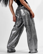 Shiny Casual Straight-leg Loose Jeans