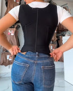 Abdominal Hook-eye Wide Shoulder Straps Full Back Coverage Slimming Belt