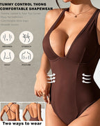 Women's Deep V Sexy Tummy Control Butt Lifting Thong Bodysuit