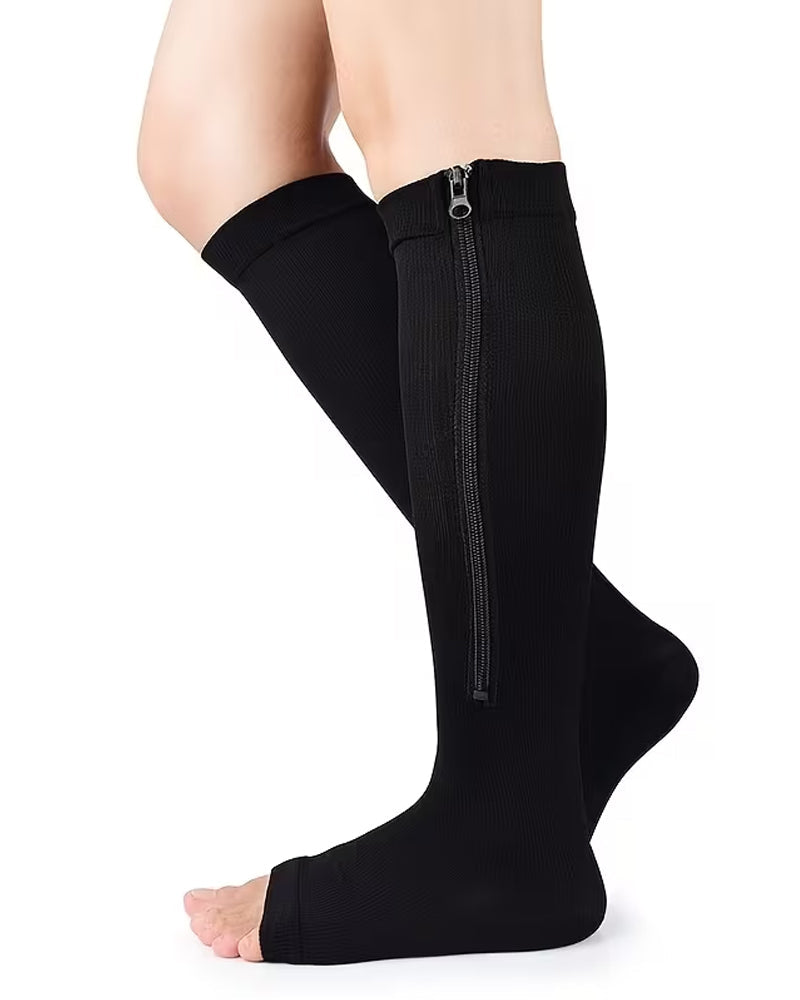 Multi-pack of Zippered Breathable Elastic Compression Stockings