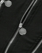Black Sexy Irregular Zipper Cutouts Sleeveless Top