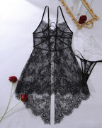 Deep V-neck Sheer Lace Crisscross Back Design Tulle Slip Nightgowns