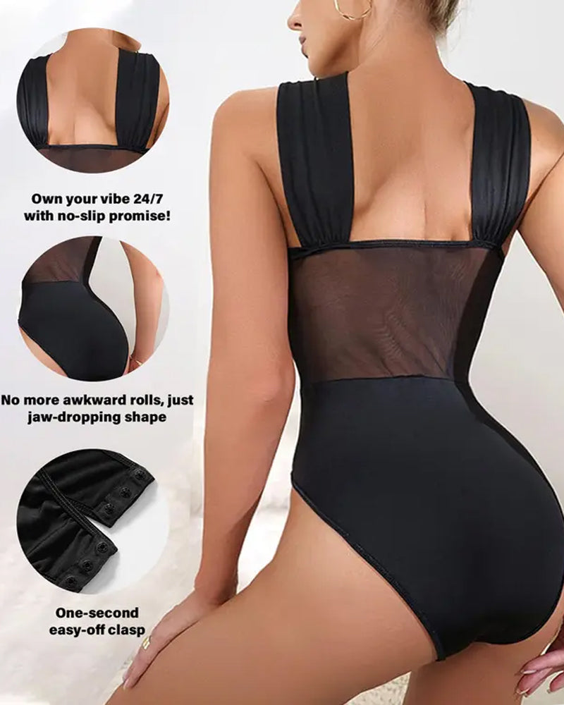 Sexy Cross-strap Mesh Bodysuit