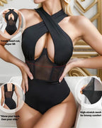 Sexy Cross-strap Mesh Bodysuit