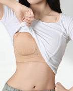 Casual Seamless Wavy Edge Wide Shoulder Straps Underwire Push-up Breathable Bra
