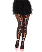 Sexy see-through mini bow-decorated openwork pantyhose