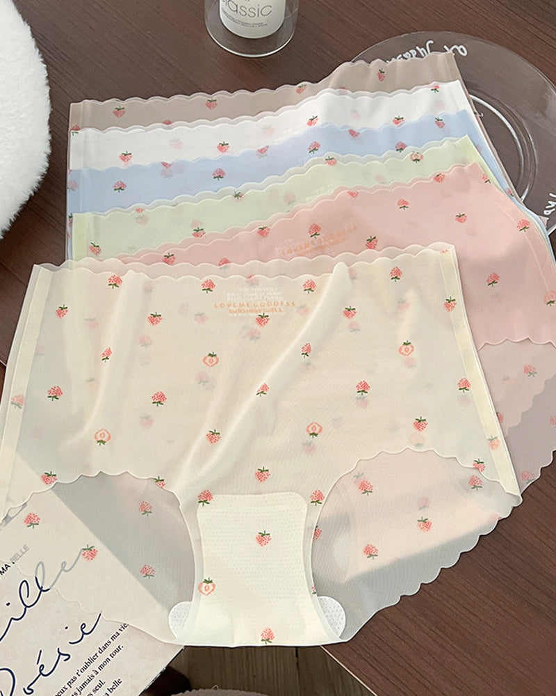 Six-pack Ice Silk Seamless Breathable Print Panties