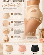 Women's High-waisted Crossover Lace Mesh Breathable Panties