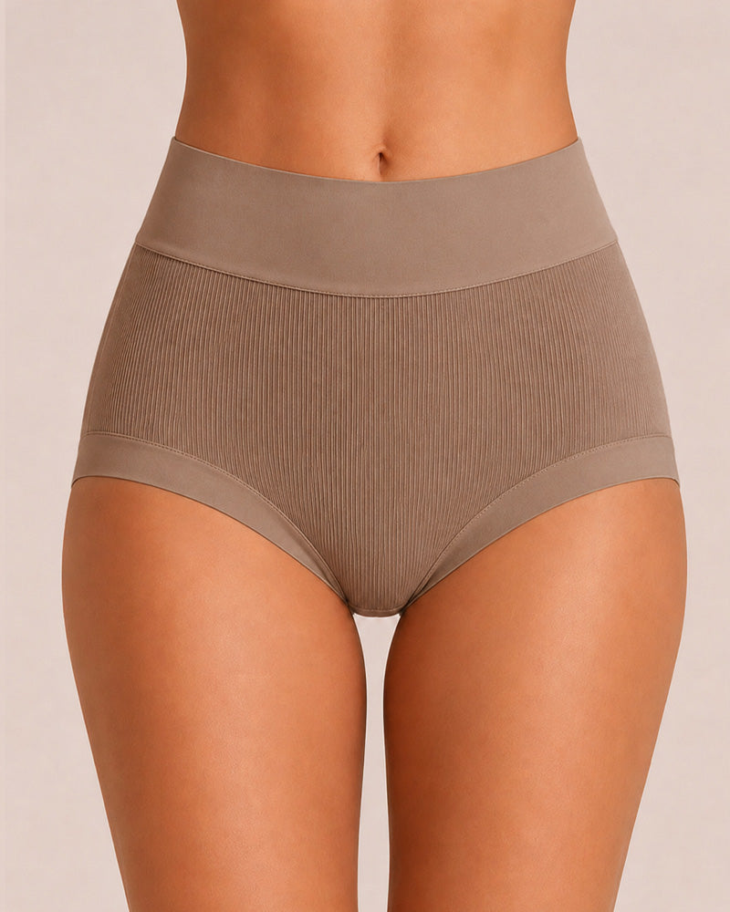 5-Pack High Waist Ribbed Pure Cotton High Elastic Briefs
