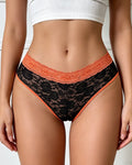 Women's Mid-waist Sexy Floral Lace Colorblock Breathable Panties