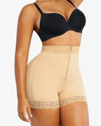 Women's Lace-trimmed Zipper Hook-eye Tummy Control Hip-lifting Shaping Shorts