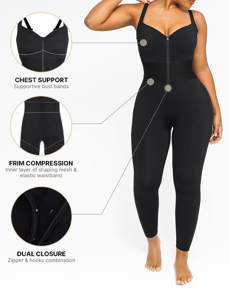 Elastic Waistband Tummy Control Hip Lift and Shaping Long Pants Jumpsuit