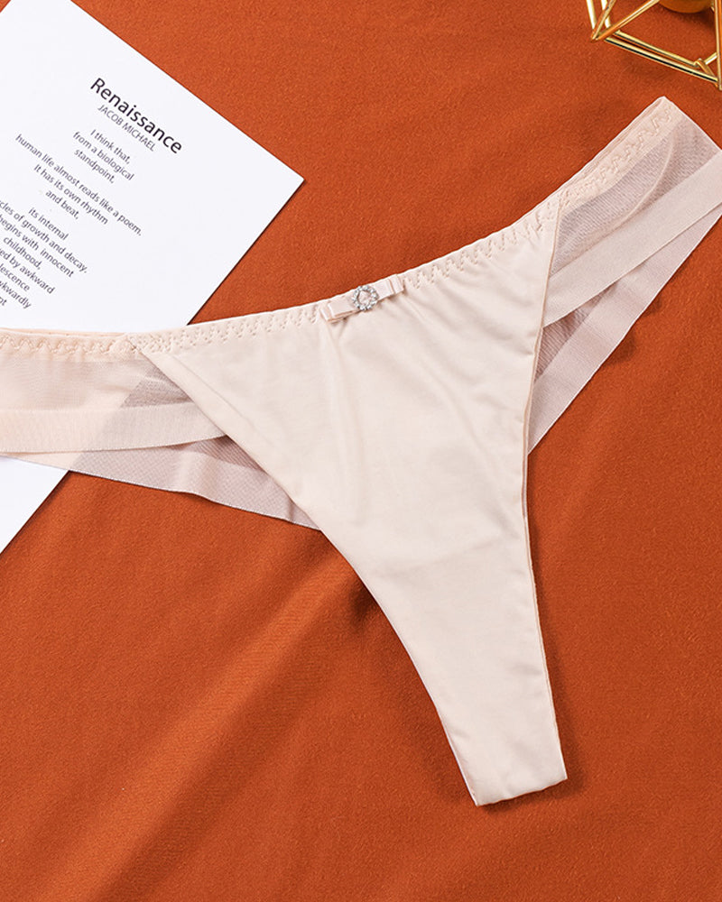 Sexy Ice Silk Nude Seamless See-Through Mesh Thong
