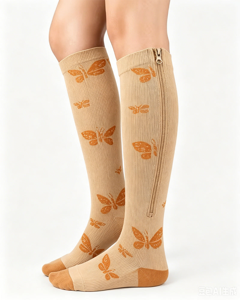 Multi-pack of Zippered Breathable Elastic Compression Stockings