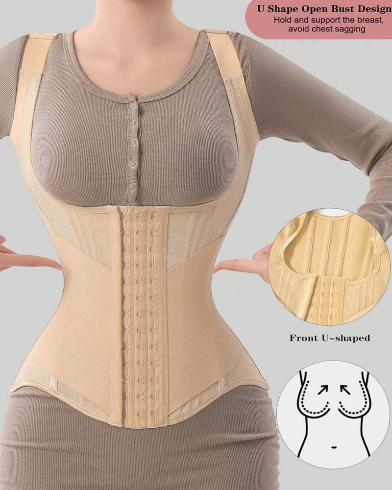 Women's Tummy Control Mesh Breathable Adjustable Straps Waist Trainer Body Shaper