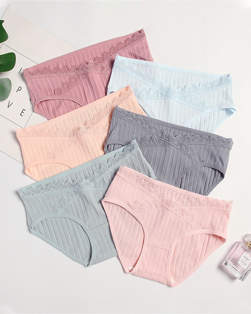 Lace-trimmed Pure Cotton Breathable Comfort Stretch Briefs