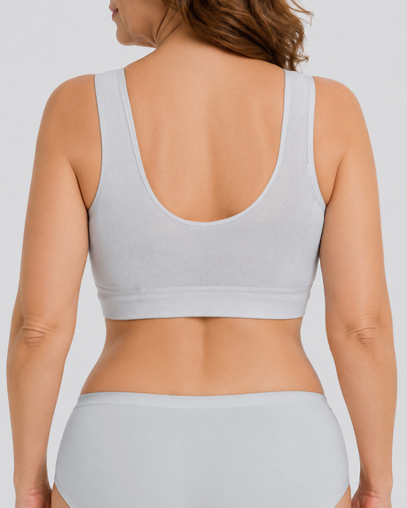 Plus Size Front Closure Seamless Lace Mesh Breathable Vest Bra