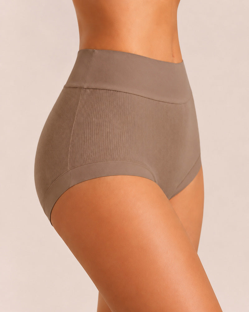 5-Pack High Waist Ribbed Pure Cotton High Elastic Briefs