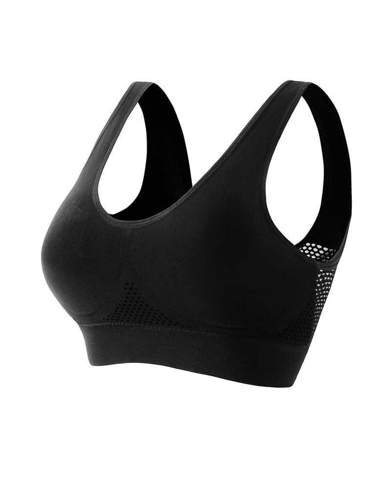 Casual Seamless Elastic Band Removable Pads Integrated Sports Bra