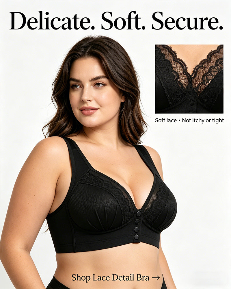 Women's Front-closure Jacquard Lace Breathable Bra